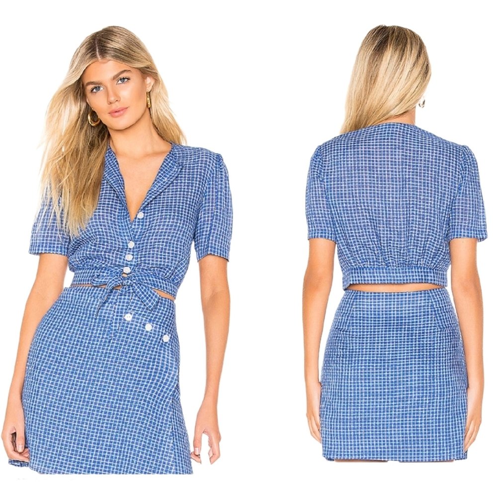 The East Order NWT Mahlia Top Cobalt Check Small - Picture 2 of 9